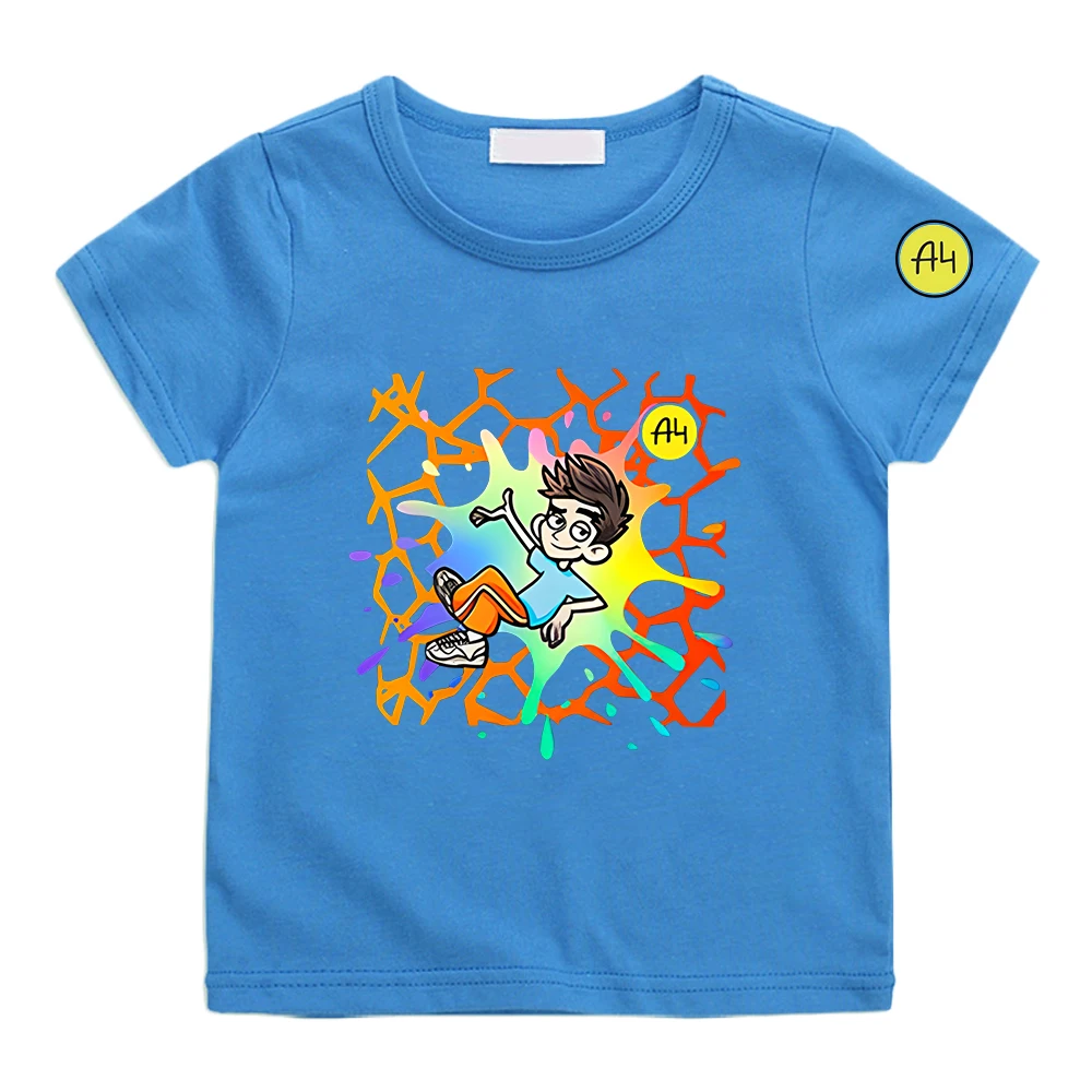 Merch A4 Shirt Boy Girl T-Shirts Cartoon Lamba Влад Бумага T-Shirts 100% Cotton Kids Tops Summer Short Sleeves Children Clothing