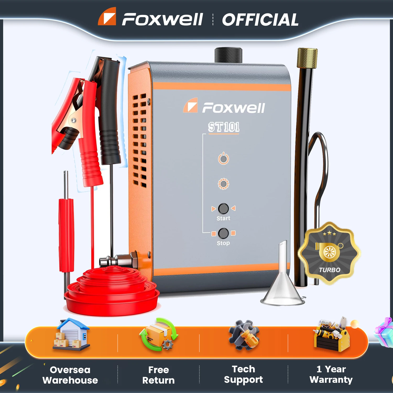 FOXWELL ST101 توربو سيارة كاشف تسرب الدخان 12 فولت السيارات EVAP كاشف تسرب ماسورة زيت مولد الدخان أدوات التفتيش