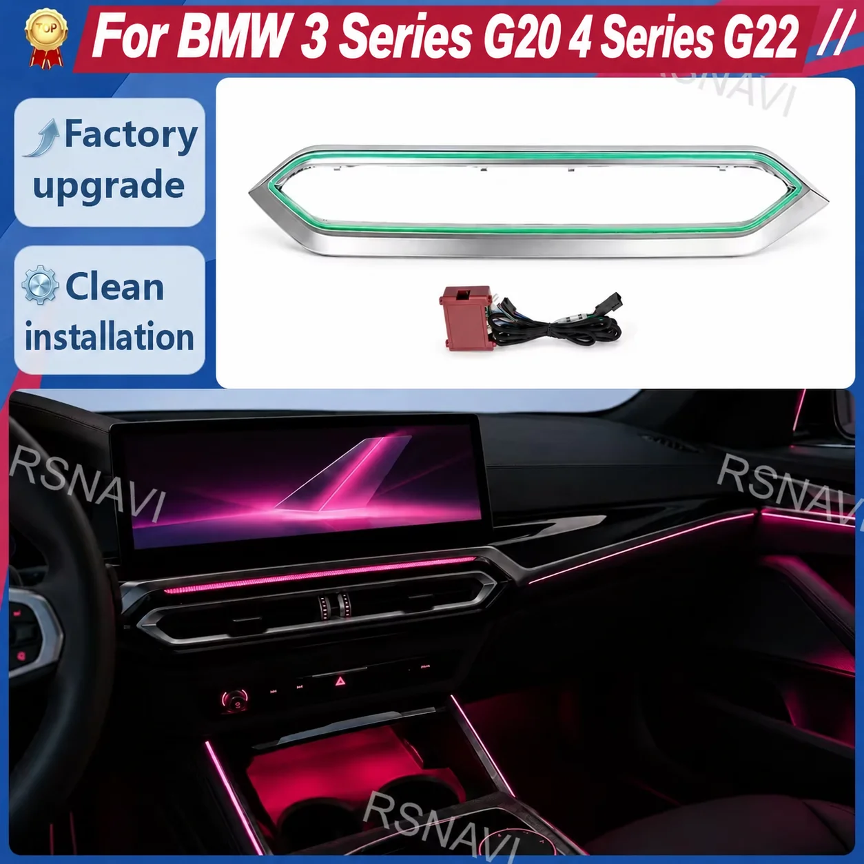 LED Air Outlet Frame Ambient Light Trim for BMW 3 Series G20 G28 4 Series G22 G23 G26 i3 i4, Interior Air Vent Decor Accessories