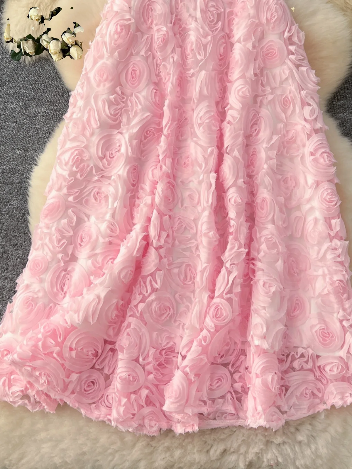 Falda e de cintura alta acampanada con nombre para mujer, falda Midi ajustada con diseño de flores en 3D, vestido de v...