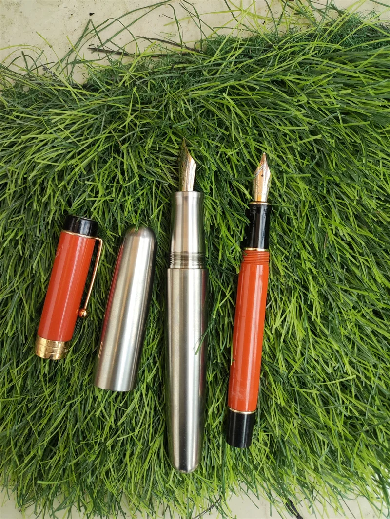 Titanium Alloy Giant Torpedo Shape Cigar Shape Fountain Pen Jinhao NO.8 Signature Pen with Titanium Alloy Ink Converter Gift