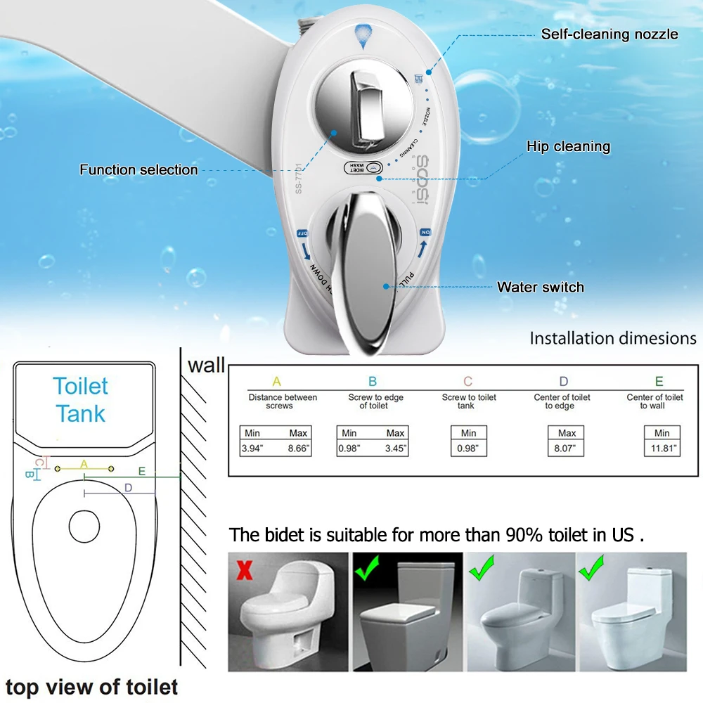 New Model For Left Hand Use Single Nozzle Bidet Accessory Special Nozzle For Ladies