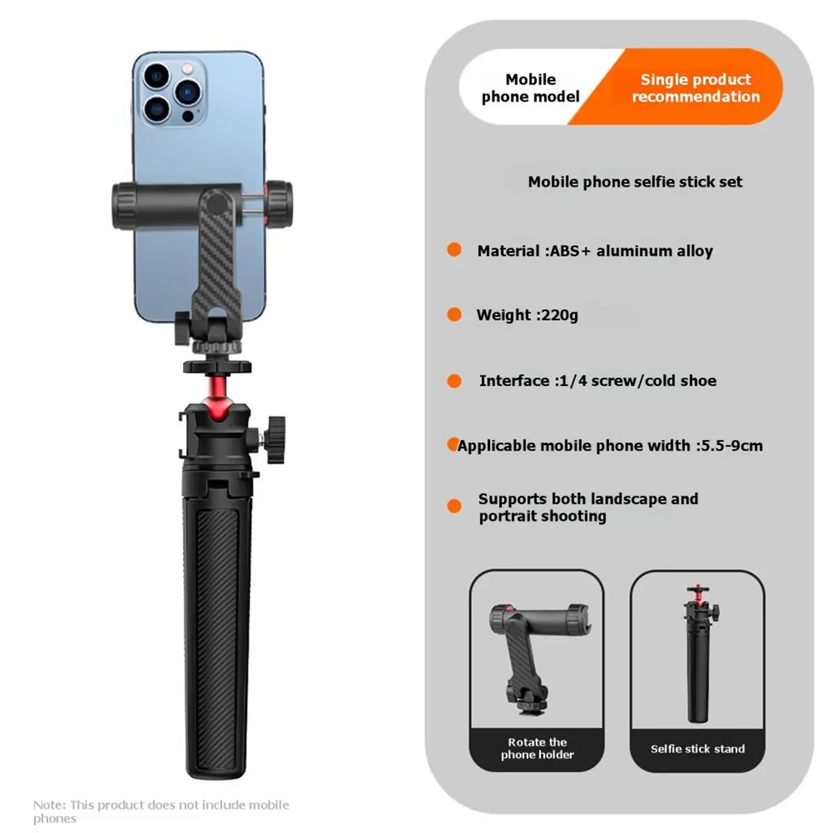 Big Discount Retractable Selfie Stick with Phone Clamp for Live Streaming and Vlogging Mini Desktop Extension Tripod