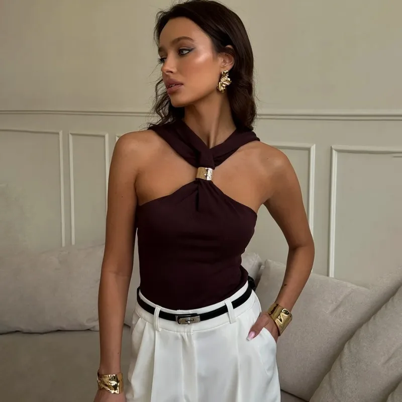 Talenza Summer Fashion Sexy Tank Top Pullover For Women Slim Off-Shoulder Patchwork Strapless Y2k Vest Top Female Cropped Top