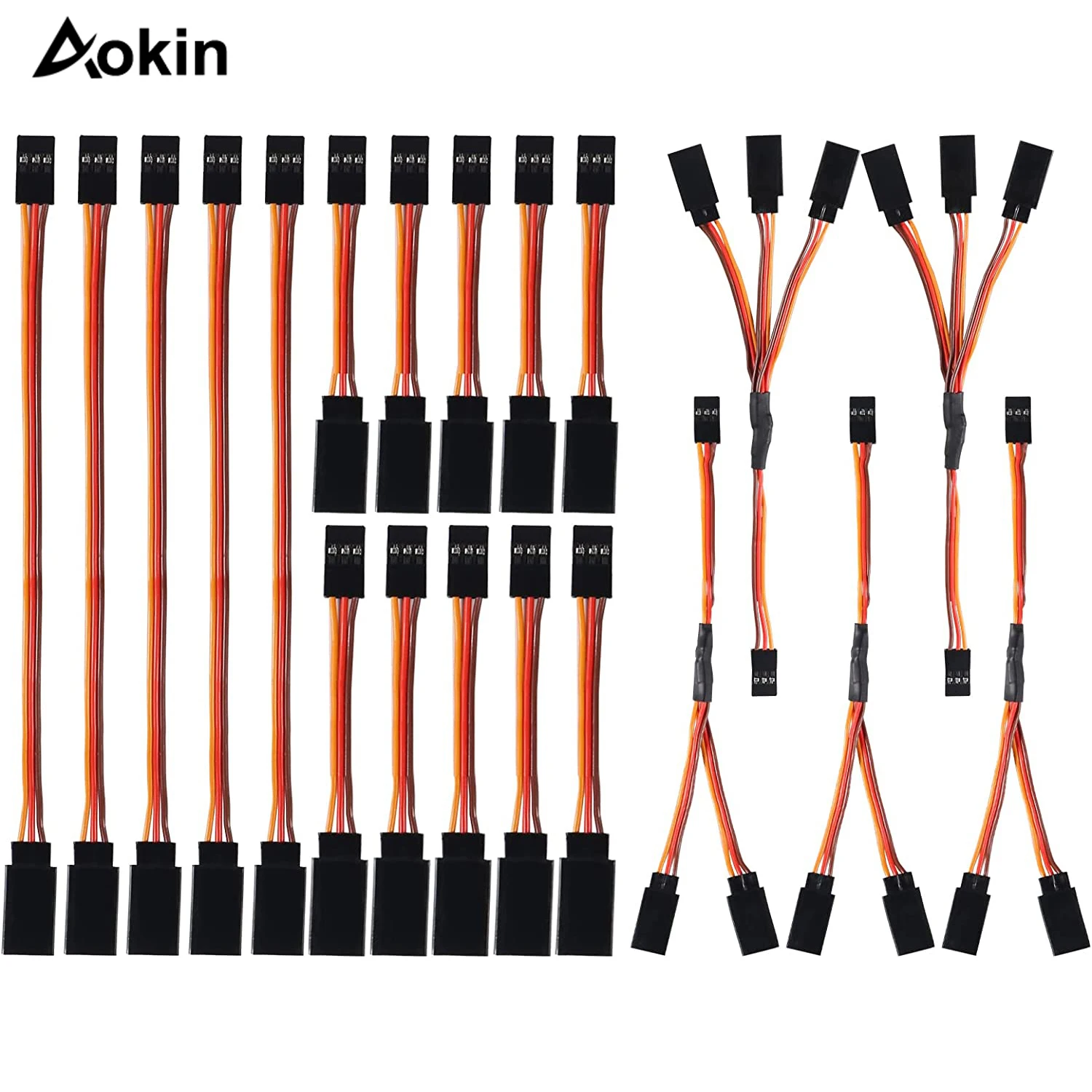20pcs Servo Extension Cable Y Type Extended Line 5 Types Extension Wire Cable  for Futaba JR Y Harness Servo Extension