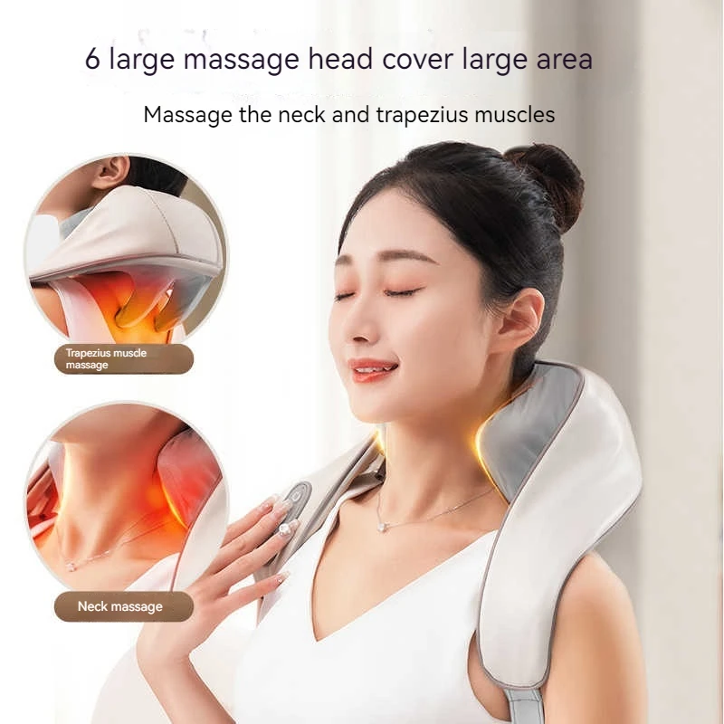 Health Neck And Shoulder Cervical Back Massager Kneading Shiatsu Shawl Massage Machine Heating Massageador Deep Tissue Relief