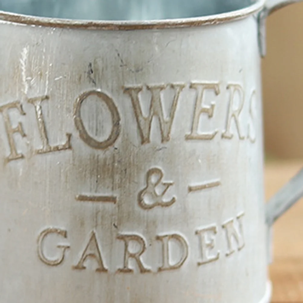 

Rustic Style Iron Metal Jug Flower Vase Vintage White For Home Wedding Party Decoration Aromatherapy Spa Office Decor