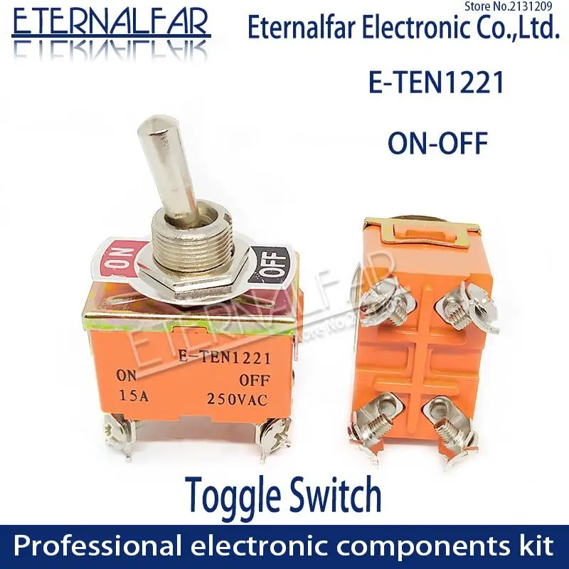 High end Quality Silver Contact E-TEN1221 DPST 12MM 15A 250V AC ON-OFF 4Pin Reset Rocker Toggle Slide Switch Waterproof Boott