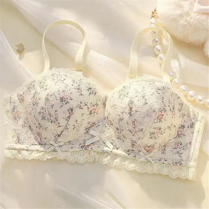 Fashion Sexy Bras for Women Invisible Backless Bra for Little Chest Femenina Seamless Bralette Flower Wire Free Brasieres Girl