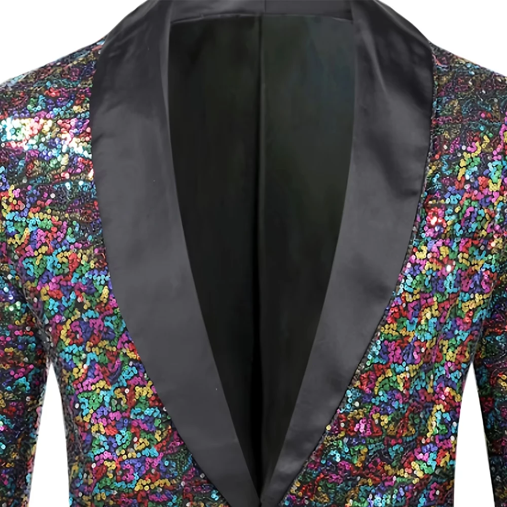 ファッショナブルな高級スパンコールグリッターテールコートスーツメンズシングルボタンスーツジャケットパーティーパフォーマンスシンガー服プロムコスチューム