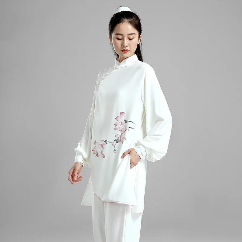 Tai Chi Clothes Women Wushu Clothes Kung Fu Competition Clothes Martial Art Uniform Wrinkle Free Hand Painted 2022 White