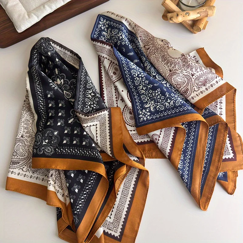 الأمريكية الألفية التوابل فتاة نمط عقال وشاح الرجعية الكاجو زهرة الرقبة أدفأ وشاح الزخرفية وشاح حريري متعدد الوظائف #3