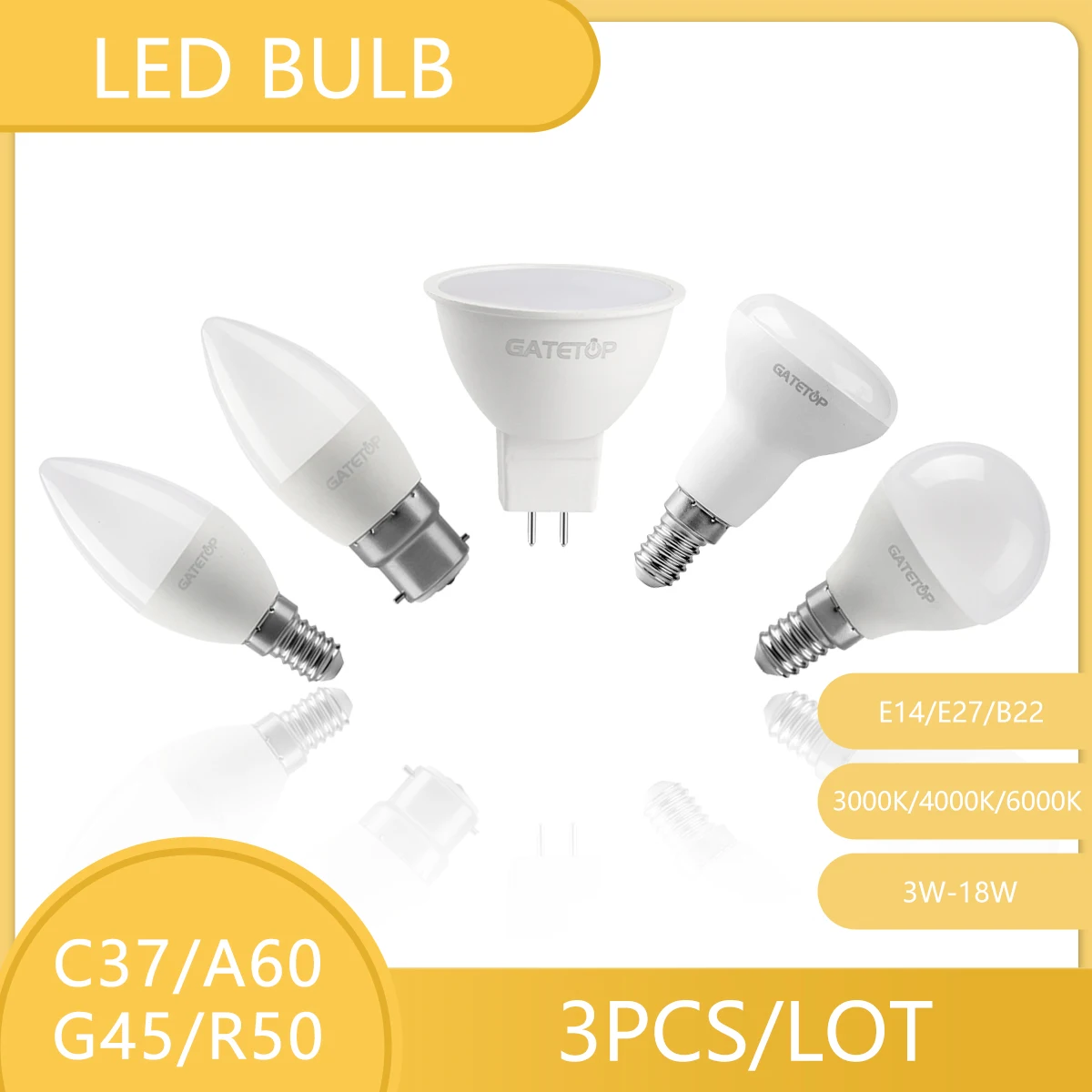 

3PCS E14 E27 B22 LED bulbs AC 220V SMD2835 24W 18W high lumen energy saving heating & Cooling Blankard Bombilla living room