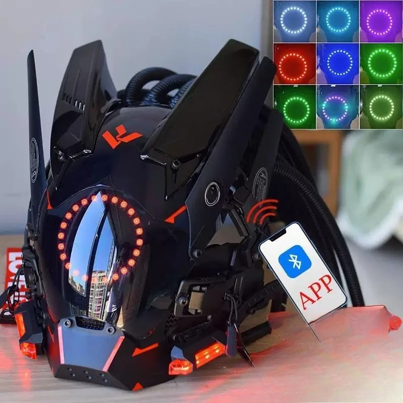 Cyberpunk Mask Helmet Functional Wind Machinery Technology Sense Party Glow Full Face Mask