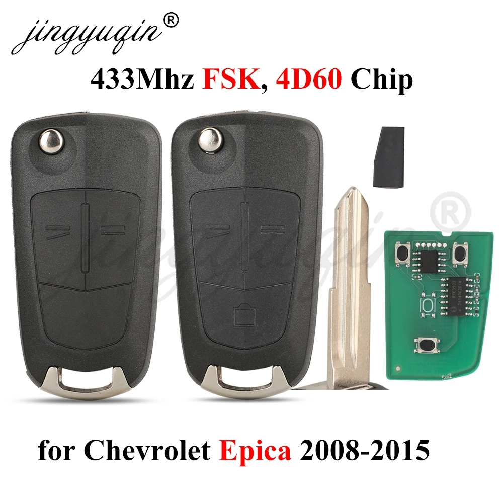 

jingyuqin 433Mhz FSK 4D60/ID46 Remote Car key for Chevrolet Epica 2008-2015 DW05 Auto Flip Keys Control 4D Fob 2/3 Buttons