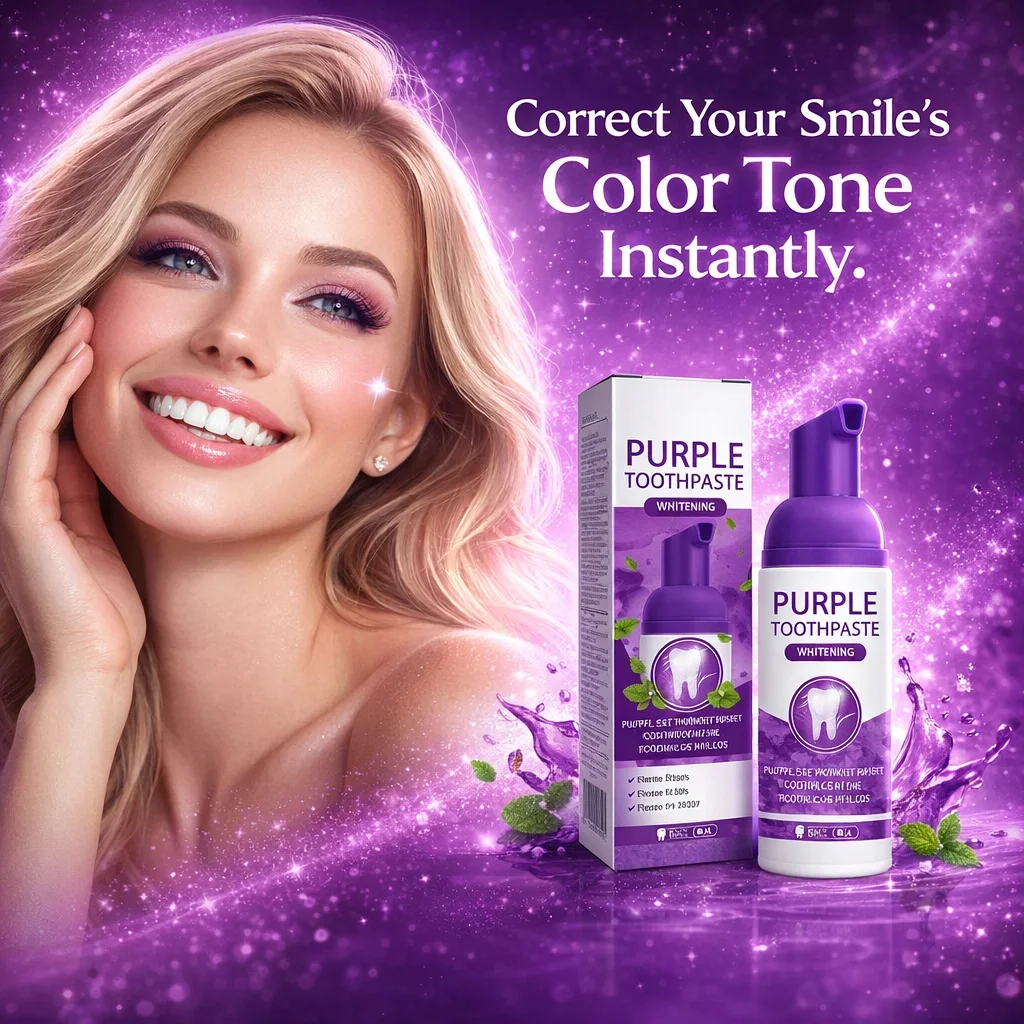 Purple Toothpaste Color Corrector Serum Teeth Whitening Booster Teeth Foam Neutralizes Yellow Stain Removal for Sensitive Teeth