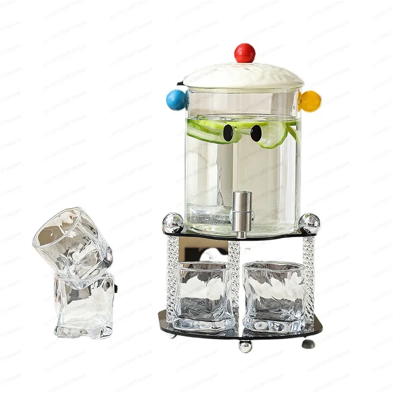 

Food Grade Glass Cold Kettle Thickened High Temperature Resistant Household Belt Faucet 3.6L with 4 Cups