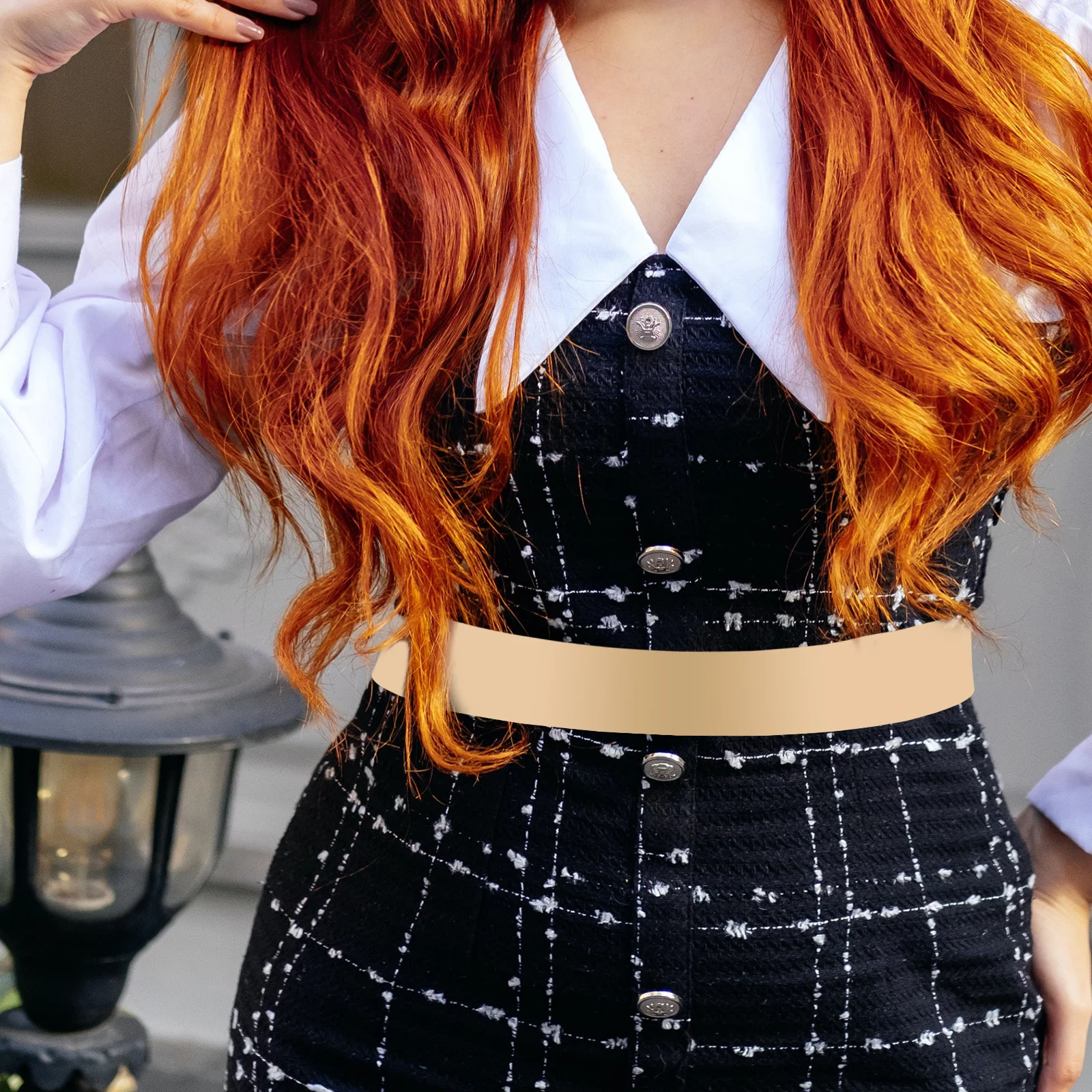 

Wide Metal Waist Chain Gold Dress Belt Shiny Adjustable Fashion Waist Jewelry for Women Wedding Formal Dresses