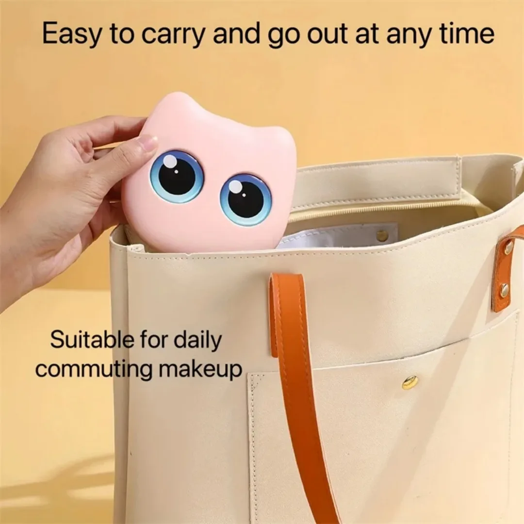 6 pçs mini pincéis de maquiagem de viagem conjunto com espelho caixa de armazenamento de gato conjunto de pincéis de maquiagem de viagem cosméticos pó blush mistura escovas