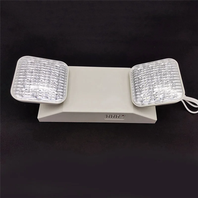 ABJY-ضوء الطوارئ التجاري، تركيبات إضاءة الطوارئ البيضاء مع رأسين مربعين LED وإضاءة خروج قابلة للتعديل #4