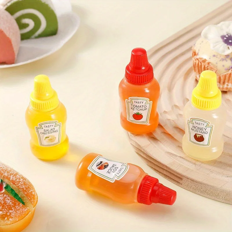 12pcs/set seasoning squeeze bottles, 25ML children\'s plastic sauce container, office, bento box, picnic, honey, salad dressing