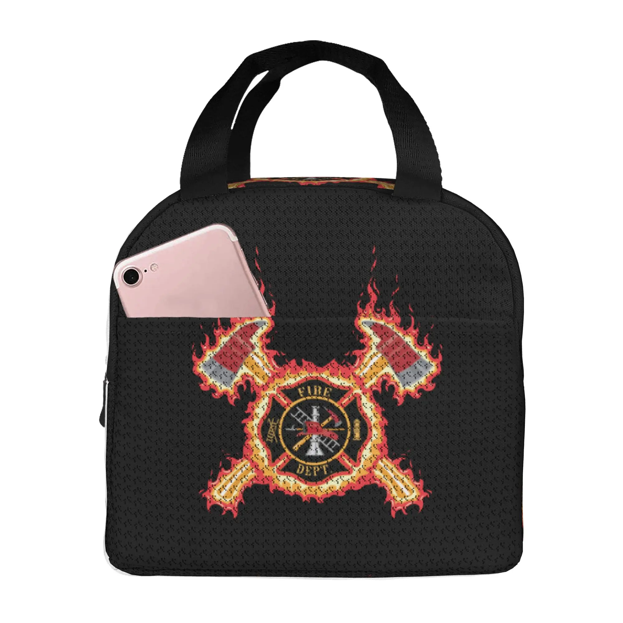 Firefighter Cross Thermal Insulated Lunch Bags Fire Rescue Fireman Resuable Lunch Container for School Office Outdoor Food Box