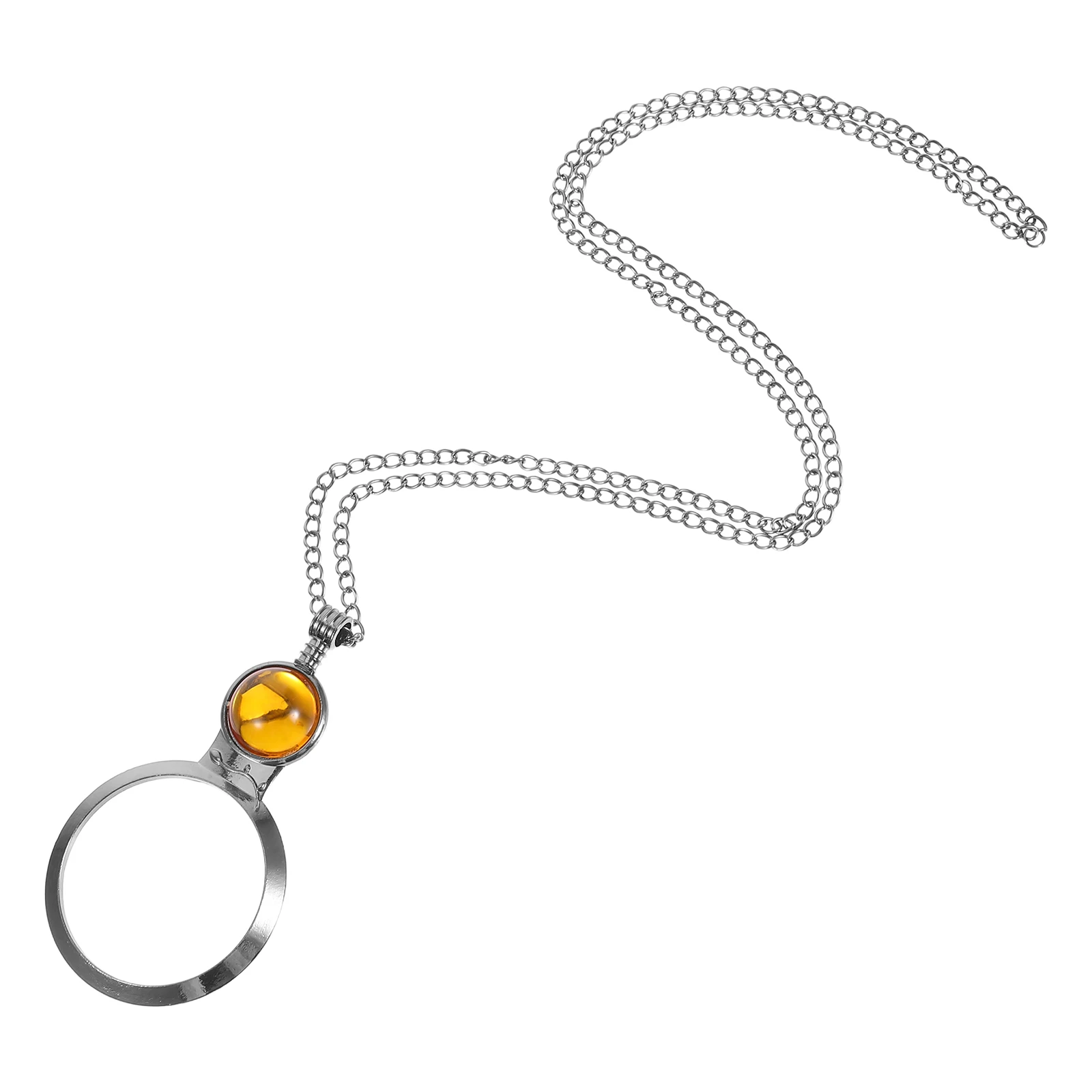 

Magnifying Glass Necklace Book Magnifier Chain Long Costume Reading Loupe Pendant Charm