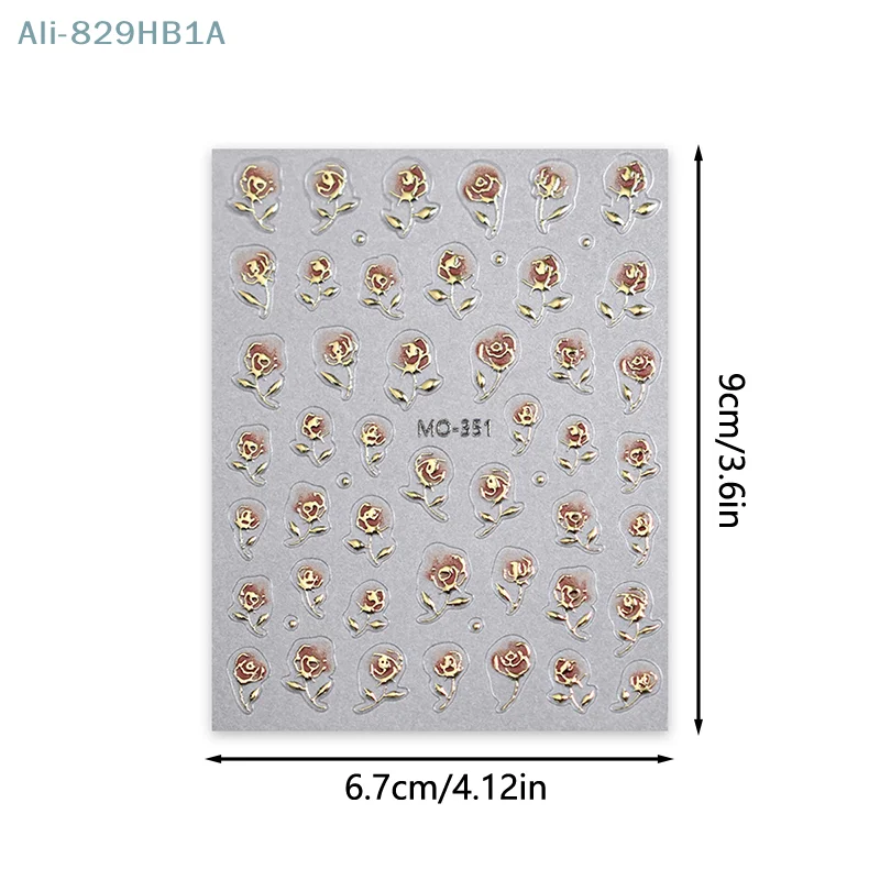 Nail Art Stickers Gilding Design French Romance Retro Style Rose Shape Self-adhesive DIY Decorations Accessories