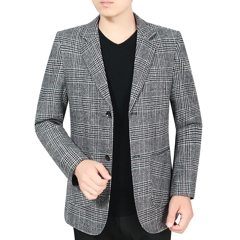 Men's Blazer Fashion Spring Autumn Clothing Male High Quality Suit Jacket Plaid Casual Slim Fit Fancy Party Singer Blazzer Coat