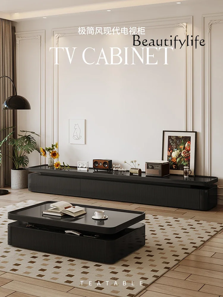 

журнальный столик Coffee Table TV Cabinet Combination Italian Minimalist Black TV Cabinet Storage Locker Light Luxury High Sense