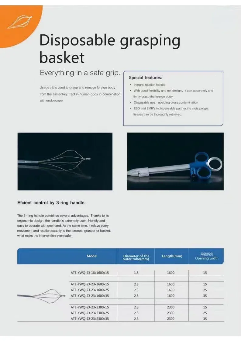 Imagem -03 - Endoscopia Endoscópio Instrumento Endoscopia Descartável Pedra Cesta de Extração 1.8 2.3 mm Mesma Especificação