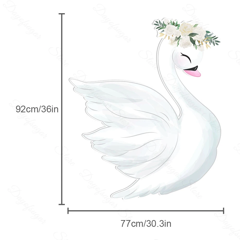 Large Swan Princesss Cutout Mosaic Board Cute Floral White Swan Cut Out for Swan Theme Baby Shower Girls Birthday Party Decor