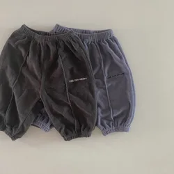 Sonbahar kış yeni bebek kalınlaşmak mektubu Sweatpants kız erkek gevşek pantolon yürümeye başlayan spor rahat pantolon bebek sıcak giysiler