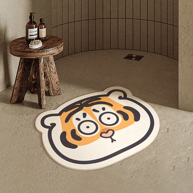 

Tiger Rug Children Room Cartoon Carpet Diatom mud absorbs water Thick Floor Mat For Bathroom Non-slip Absorbent Doormat Bedside