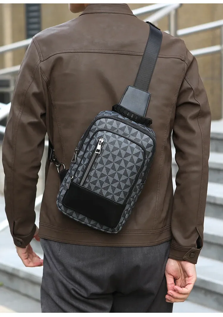 

Designer Bag Men's Chest Bag Large Capacity Luxury Bag Crossbody Bag Multifunctional Chessboard Pattern Casual Shoulder Bag
