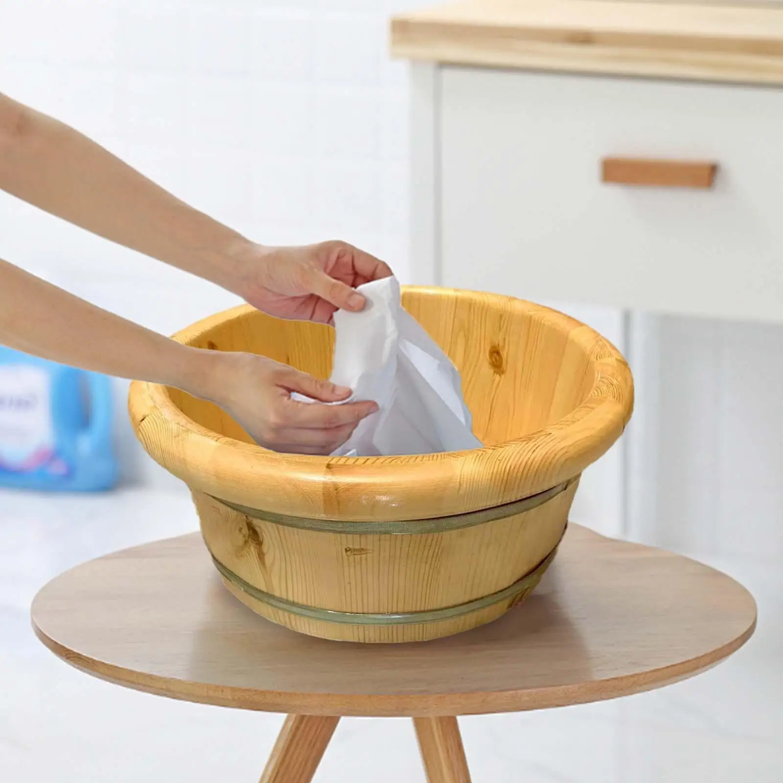 

Wood Foot Bath, Portable SPA Multipurpose Pedicure Tub Washing Bowl Bucket, Foot Washing Barrel for Bathroom, Outdoor