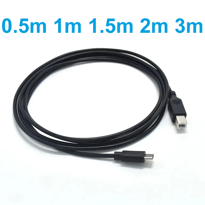 0.5Meter 1M 1.5M 2M 3M Black USB 2.0 type C to USB Printer connect Cable for Mobile Phone scanner