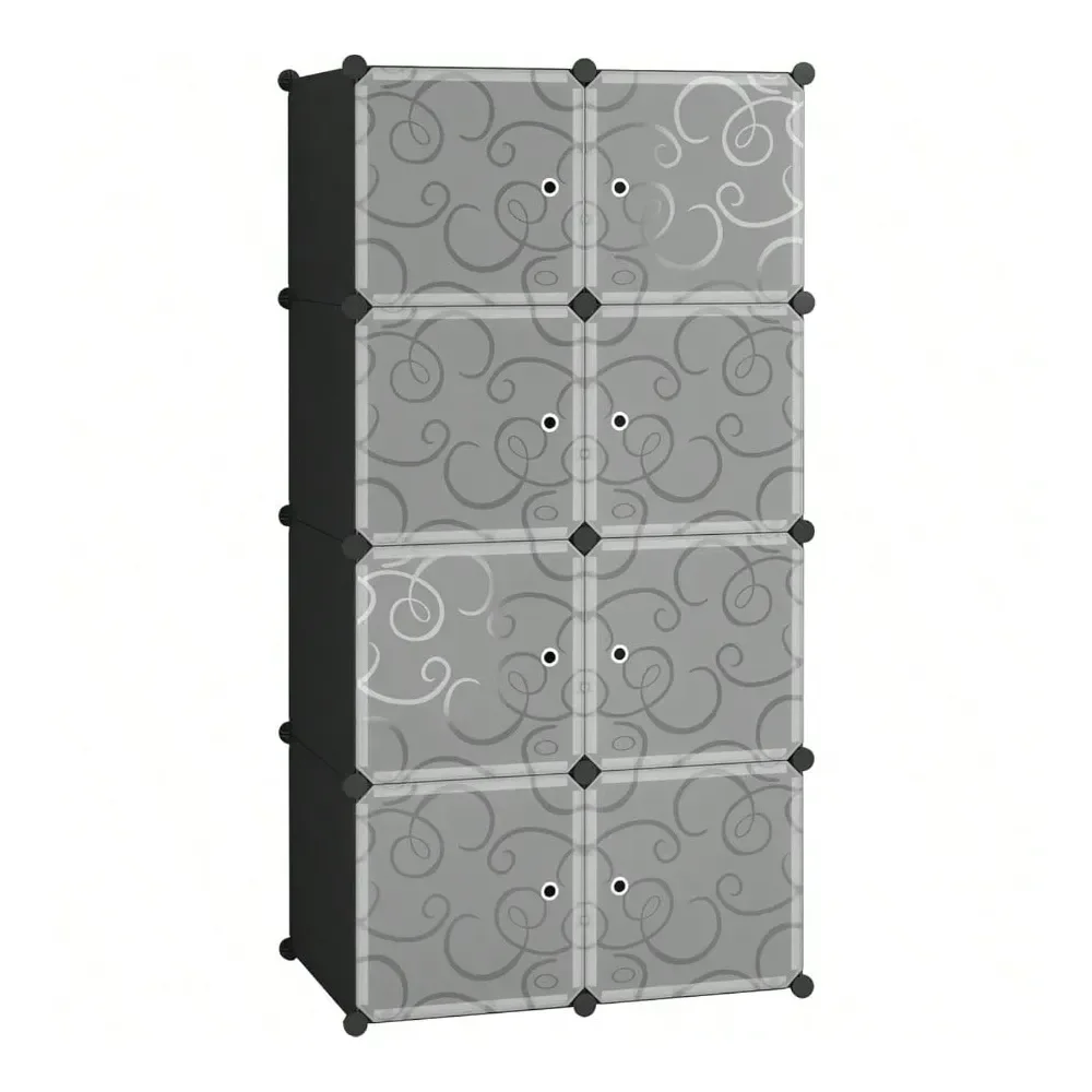 

Storage Organizer With Doors 8Cube Shelves Closet Cabinet DIY Plastic Modular Bookshelf Storage Shelving Ideal For Bedroom Livi