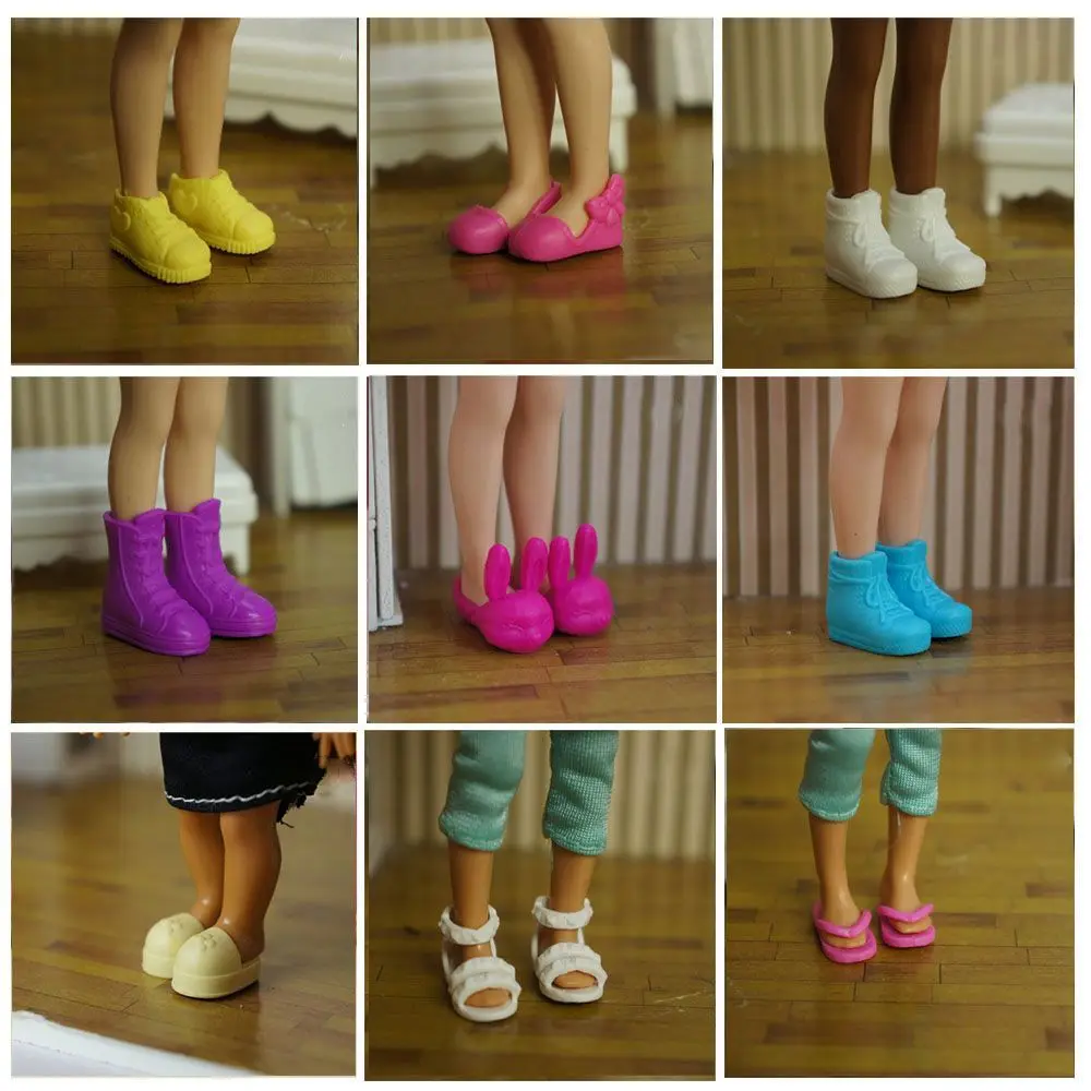 1Pair Doll Shoes Fashion Female Doll Boots Fit For Foot 1.7*0.8cm Dolls Accessories Plastic Doll Colorful High Heels Shoes