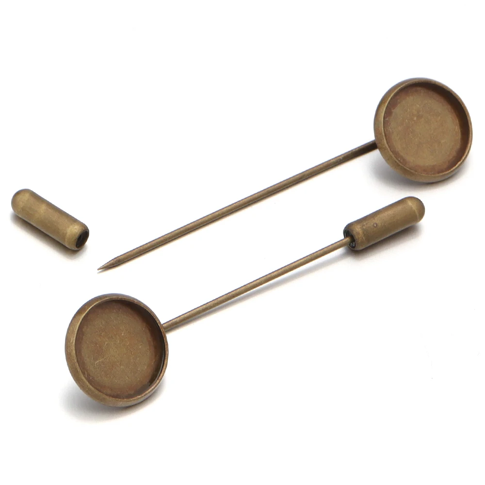 10 قطعة/الوحدة المعادن فارغة دبابيس قاعدة صالح 12 مللي متر كابوشون النقش إعدادات بروش التلبيب دبوس صينية دبابيس لصنع المجوهرات بالجملة #4