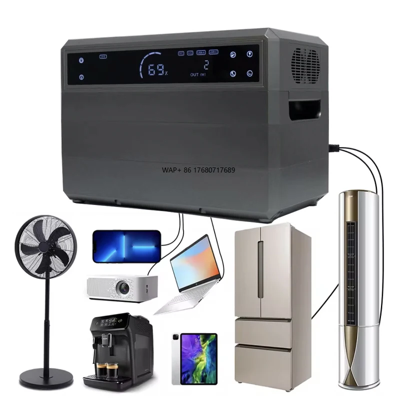 3000W 3072WH Portable Power Station LiFePO4 Battery Pack 220V AC Socket 1000W Fast Charging Solar Generator with Touch Panel
