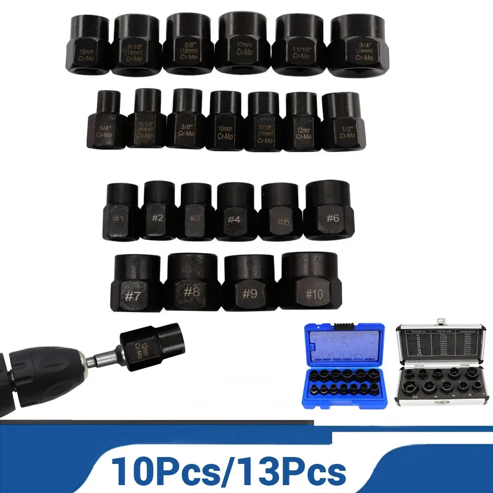 10/13Pcs Damaged Nut Extractor Set  Socket Head To Take Hexagonal Screw Tool Screws Remover Threading Tool Kit Black Nuts Set