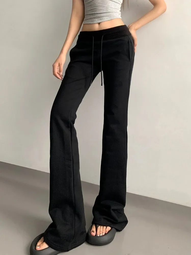 Pantalon de survêtement japonais décontracté pour femme, pantalon à jambe large, poches assorties, vintage, monochromatique, streetwear simple, automne, Y2K, fjer