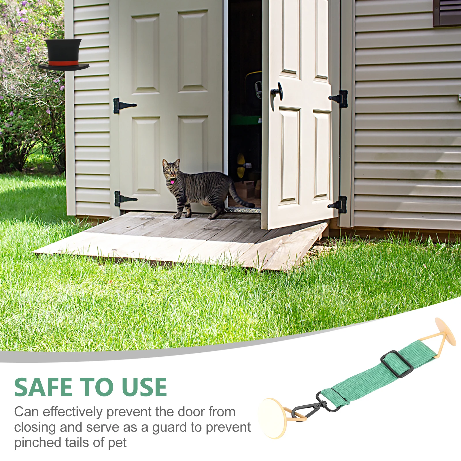 

Pet Door Stopper Yellow Protective Gates Belt No Punching Adjustable Strap Latch Guard Compact Size Easy Install Remove Durable