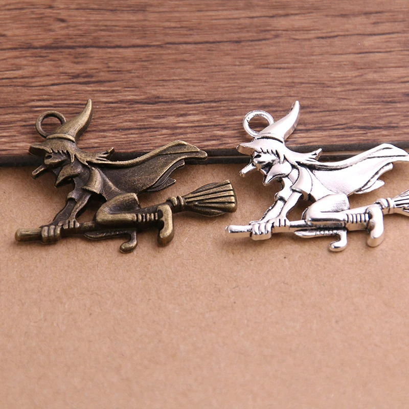 6PCS 30*38mm Vintage Metal Witch Witchcraft Charms DIY Handmade Accessories Classic Charm Jewelry Making