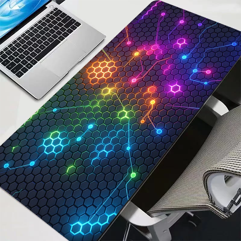 Large Mouse Pad Anime Technology Hexagon Office Computer Desk Mat Rug Table Keyboard Laptop Carpet Accessories Gaming Mousepad