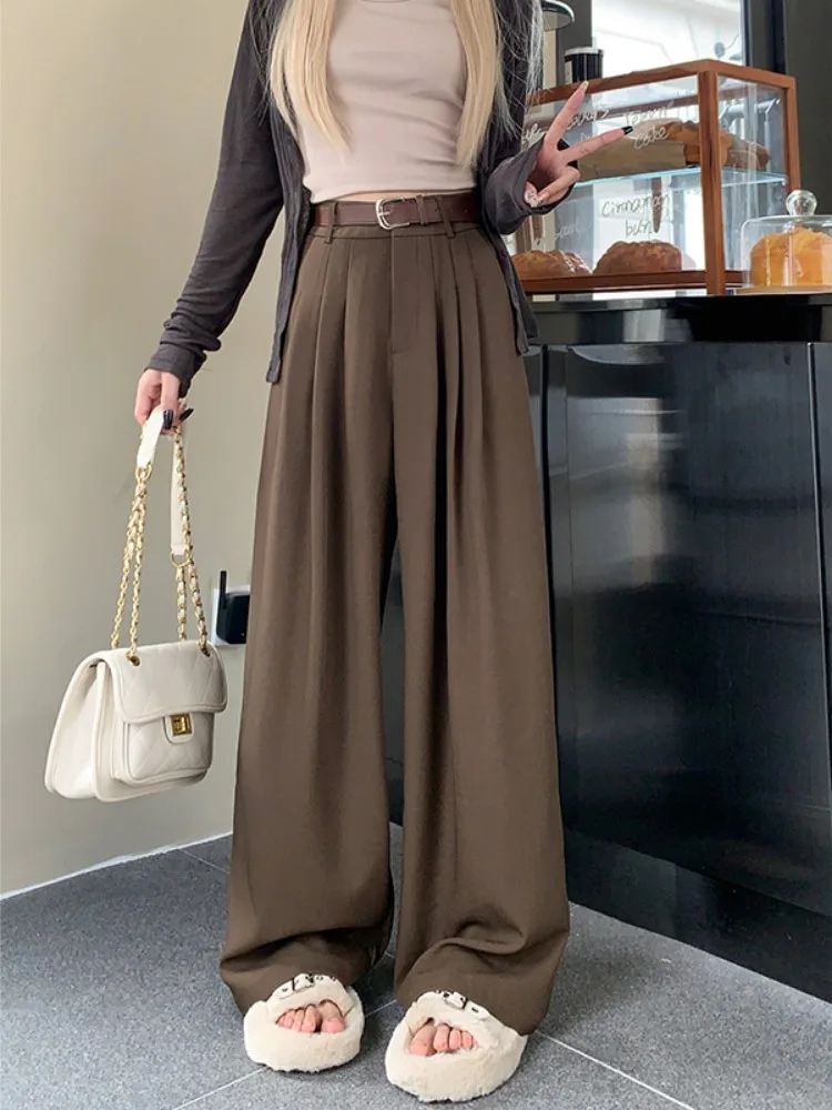 2024 Summer New Women Suit Pants Loose Personalized High Waist Instagram Suit Pants Women's Wide Leg Casual Long Pants