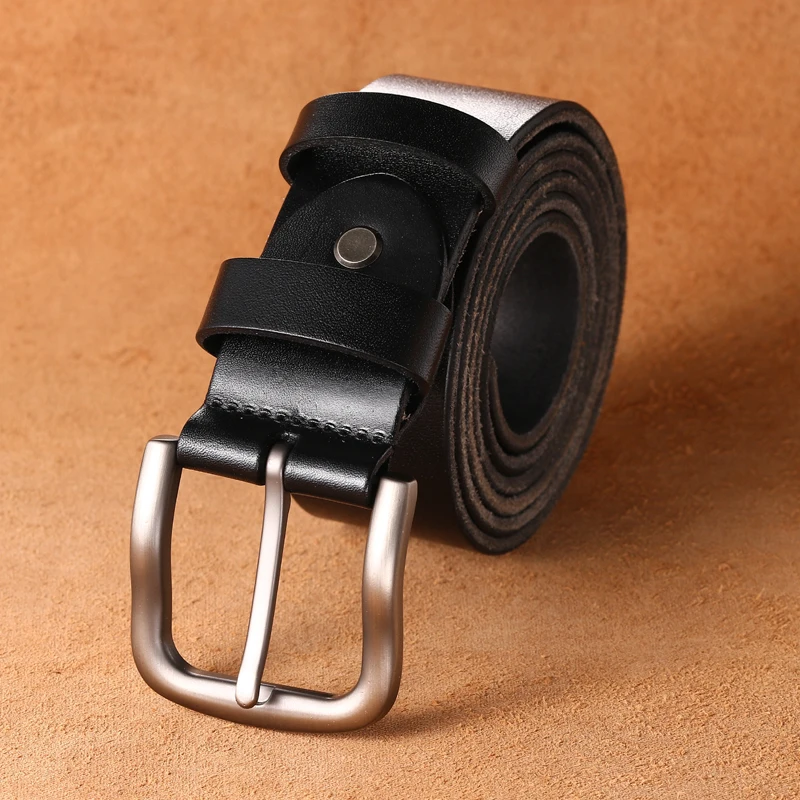 3.8CM Leather Man Belt Top Layer Leather Casual High Quality Belt Pin Buckle Genuine Cow Belts For Men Original Cowhide