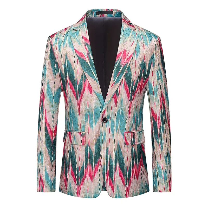 2025 جديد الرجال الأحمر الجاكار البدلة أزياء الرجال الفاخرة حزب مرحلة الزفاف اللباس معاطف سليم صالح السترة سترة #5