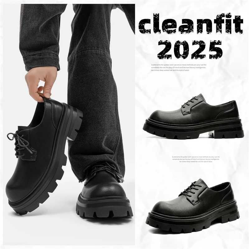 

Autumn-Winter Derby Shoes, British-style Black Casual Leather Shoes, Men's Business Formal Big-top Work Shoes